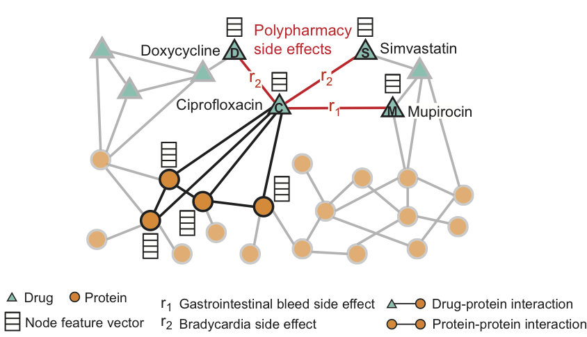 GNNs were used in Decagon for polypharmacy side effect prediction