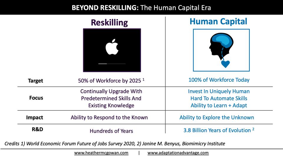 Moving beyond reskilling to the human capital Era where reskilling is a norm but deeper investments in humans are required
